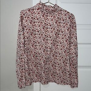 Lands' End Pink and Red Floral Long Sleeve Top